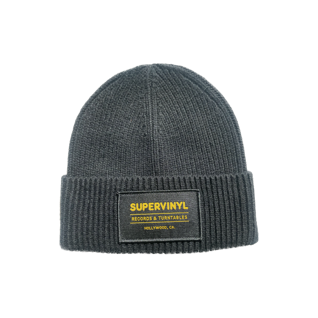 Black Beanie with Black Gold Patch