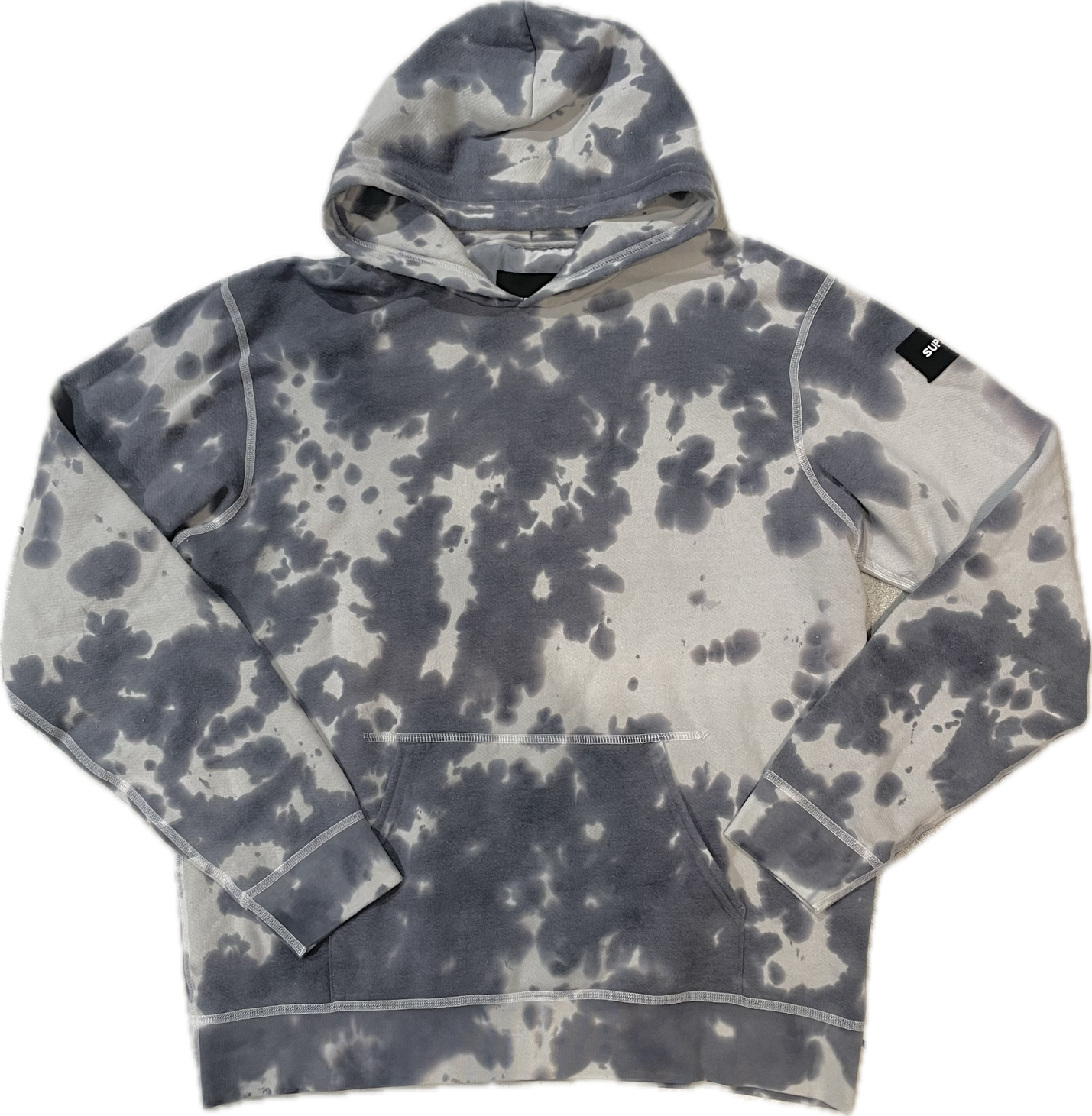 Pullover Hoodie Sweatshirt Tie Dye Light Grey