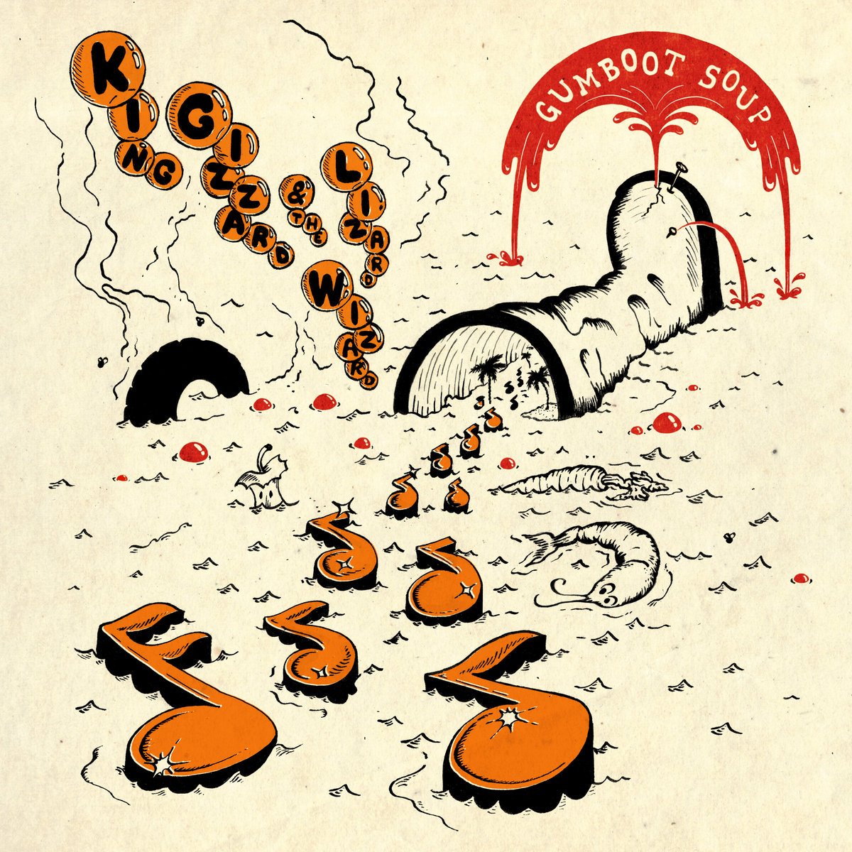 Gumboot Soup (Orange with red and black splatter)