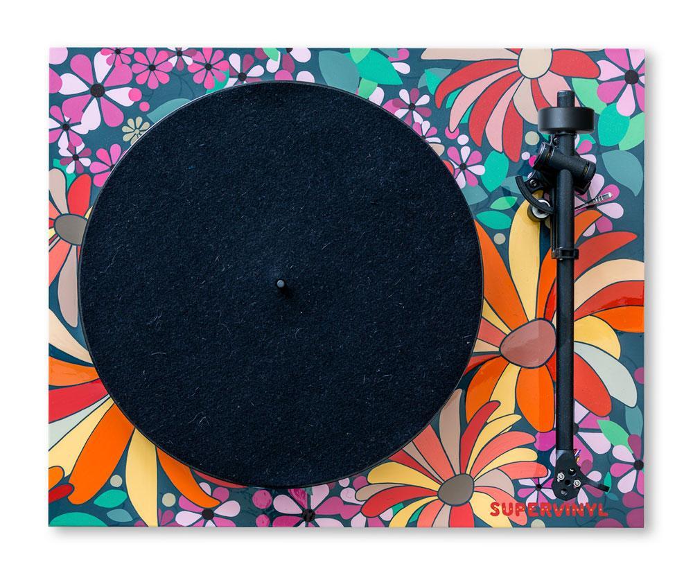 Blue Daisy: Hand painted Vinyl Record